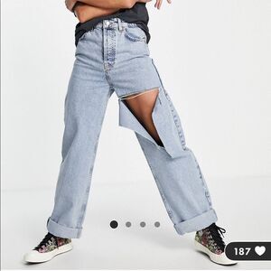 Topshop Oversized Mom Jeans with Rip NWT